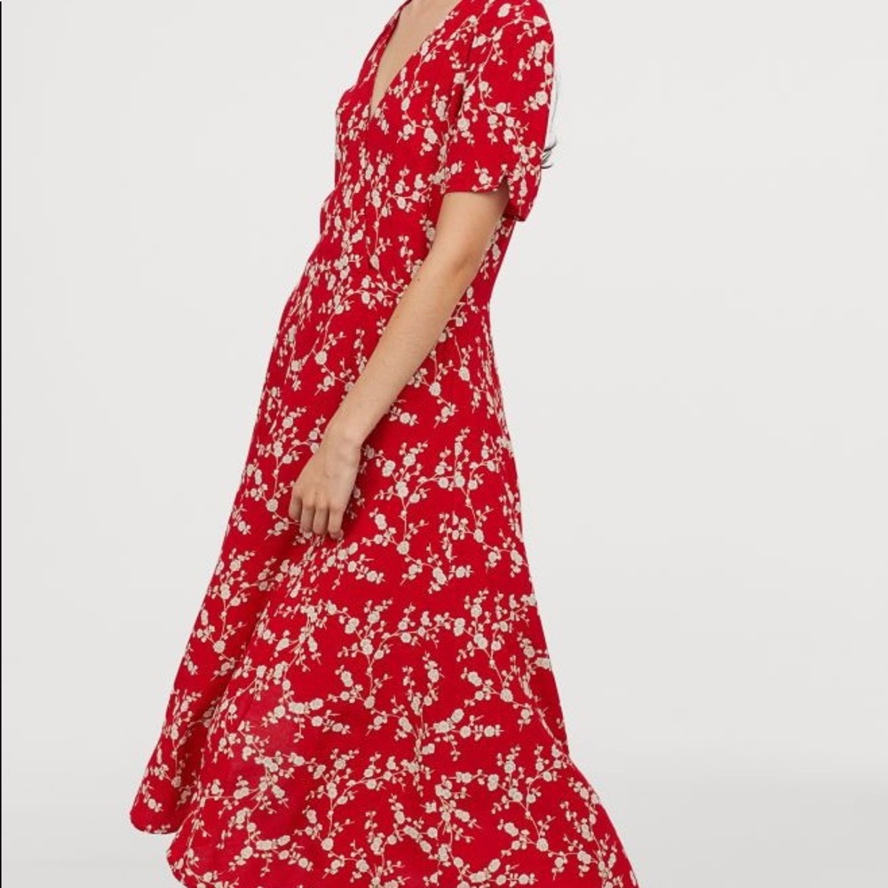 GP & J BAKER x H&M red floral midi dress